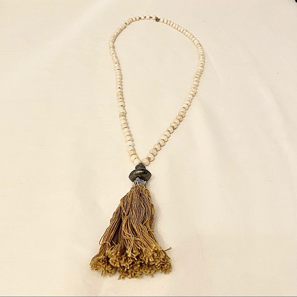 Beaded tassel pendant necklace